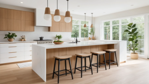 Two Tone White And Wood Kitchen Cabinets